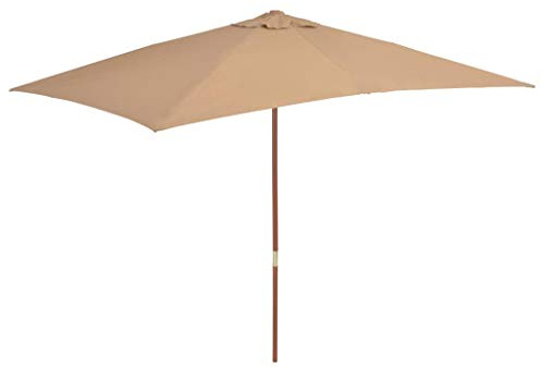 Rantry Casa Ombrellone da Esterni con Palo in Legno 200x300 cm Grigio Talpa, Ombrellone da Giardino Spiaggia, Pesca Esterno Antivento Portabile per Balcone Terrazzo Esterno Piscina Casa Mobili