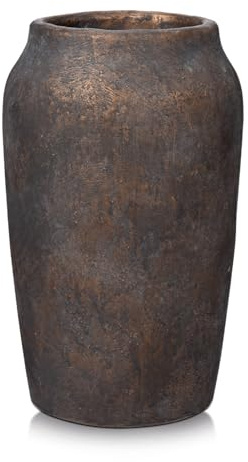 Briful Große rustikale Keramikvase, Shabby-Vintage, strukturierte Vase, 10 cm breite Öffnung, Pampasvase für künstliche Blumen, Zweige, Bauernhaus, Heimdekoration, Hochzeitsregal, Tischdekoration,