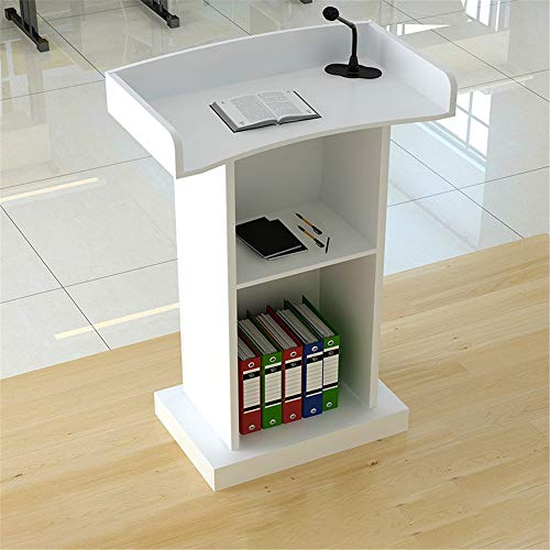Weißes Rednerpult-Podium mit Schublade für Zeremonien – ideale Veranstaltungsmöbel für Firmencampus, Restaurant und Hochzeit