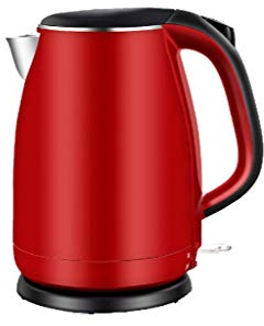 Bouilloire électrique en acier inoxydable, bouilloire électrique domestique de 1,8 l, double couche rouge Safehappy
