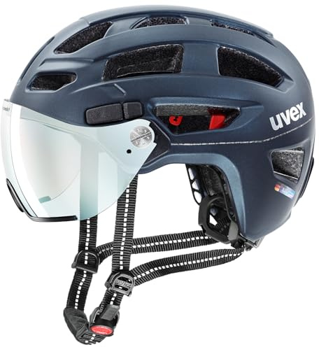 uvex Finale Visor V - sicherer City-Helm für Damen und Herren - mit selbsttönendem Visier - inkl. LED-Licht