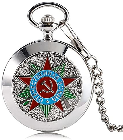 JFNHUTL Top Luxus Mechanische Sowjetische Russland Emblem Kommunistische Partei Abzeichen Taschenuhr UDSSR Sowjetische Abzeichen Sichel Hammer Design Uhr