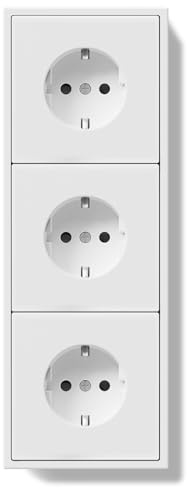 BSEED Enchufe Pared, Enchufe Empotrable de PC con Garfio, Enchufes Blanco 3 Gang 220 * 80mm