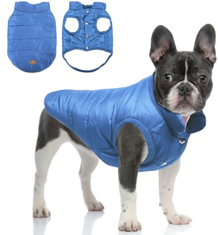 Meioro Hund Warme Jacke Hundebekleidung Winter Gefüttert Mantel für Hund Katze Französisch Bulldog Mops Weste