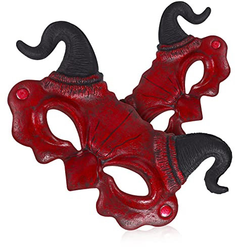 JOINPAYA 2pièces Masques De Diable Avec Cornes Masques Horrifiques Pour Halloween Et Cosplay Accessoires De Fête Adaptés Aux Adultes