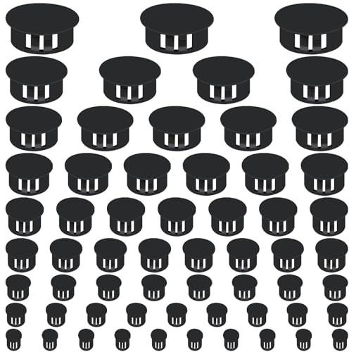 140 PCS Plastic Hole Plug Set, Snap-In Locking Caps in 9 Sizes, Black Hole Cover Caps, Screw Covers Plugs Set, Hole Plugs Plastic hole Covers for Screw Holes in Chairs, Furniture (Black)