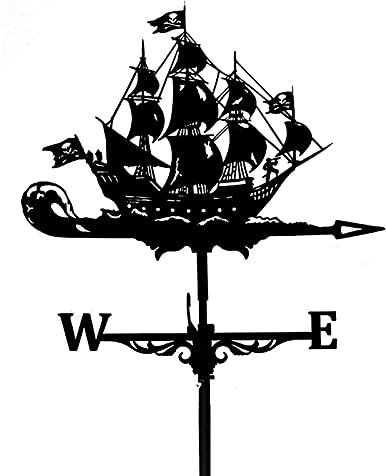Generic Weathervane, Metal Weathervane Outdoor Iron Weather Vane Garden Weathercock Stainless Steel Wind Direction Durable Garden Courtyard (Sailboa
