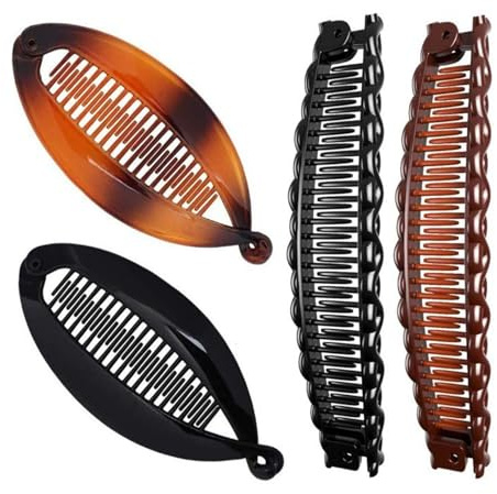 4 Stück Banana Clip Dickes Haar,Bananenspange Haare,Bananen Haarspange,Hair Clips,Vintage Fischschwanz,Haarklammer Damen,Haarclips Mädchen,Banane Haarspangen Frauen für Pferdeschwanz,Hochsteckfrisuren