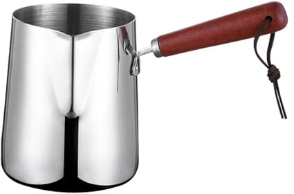 Fonowx Cafetera Turca, Olla para Calentar Leche, Recipiente para Derretir con Mango de Madera para Cocina Y Bar, tal como se describe, 1000ml