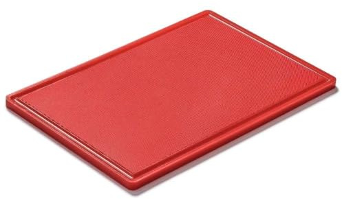Forgast Planche à découper en plastique HACCP, professionnelle, pour viande crue, accessoires de cuisine, planche à découper, planche à petit-déjeuner, sans BPA, format GN 1/1, 53x32,5x1,2 cm, rouge