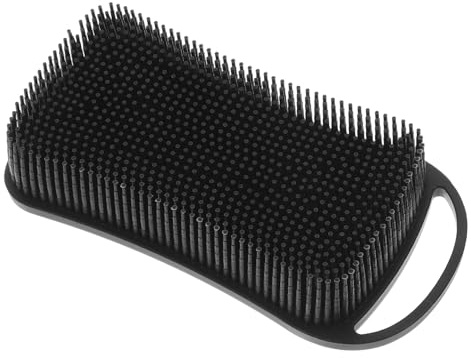 Silikon Körperpeelingbürste für Männer, Doppelseitige Duschbürste Schwarz | Sanfte Reinigung und Peeling, Weiche Borsten mit Ergonomischem Griff, für Bart und Körper Beim Baden