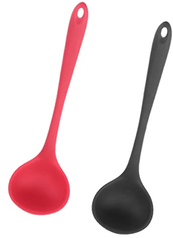 Cabilock 2stücke Silikon-suppenlöffel Mit Breilöffel Und Reislöffel Für Küchenutensilien Löffel Zum Schöpfen Von Suppe Und Brei Leicht Zu Reinigen Verstauen