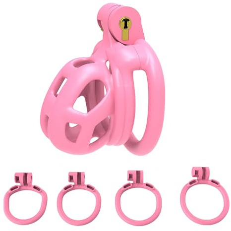 Sissy Chastity Cage Uomo Pink Cintura Di Castità Maschile Cock Cage Erotitici Sexy Per Coppie (Flat Ring,Ultra-Micro)