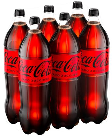 Coca-Cola Zero Zuccheri, Tutto il Gusto della Formula Coca-Cola Senza Calorie, Bottiglia PET 100% riciclabile - 6 Bottiglie da 2 L