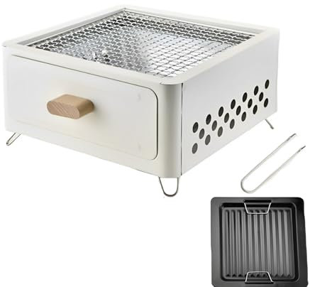 Vnook Barbecue Giapponese Portatile, Barbecue da Tavolo da Campeggio, Barbecue a Carbone, Forno, Forno for Barbecue ad Alcol for Uso Domestico, Barbecue da Picnic in Famiglia(White)