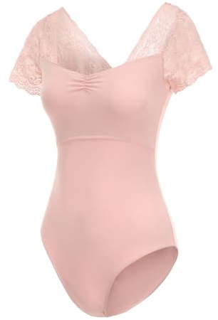 Lanbodance Women's Short Sleeve Leotard for Ballet Ballerina Dance Costume
