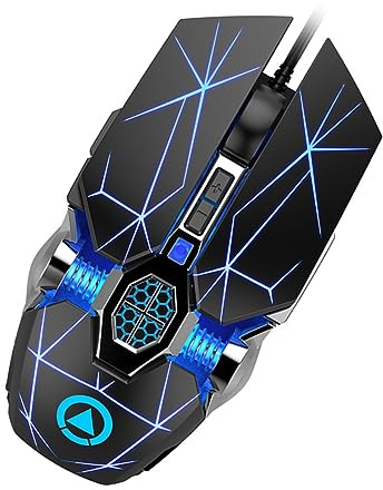 OSOLADY Mouse Da Gioco Usb Illuminazione Led Rgb Mouse Per Computer e Laptop Rivestimento Simile Per Presa Ottimale Adesivi Per Piedi Durevoli