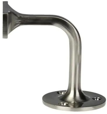 Brushed Nickel Wall Handrail Bracket for Stair Handrails | Satin Metal Wall Mount Support Bracket | Single (Includes Screws)