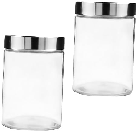 Cabilock 2piezas Recipientes De Vidrio De Almacenamiento Sellado Frascos Vacíos Botella Para Alimentos Almacenamiento Integral