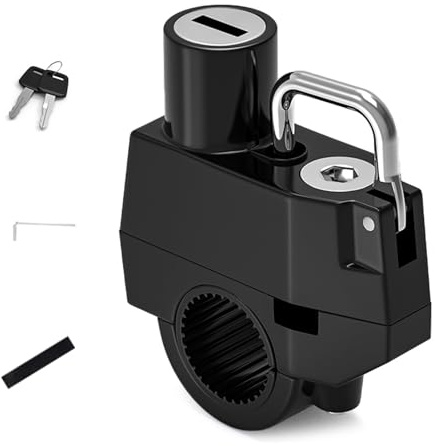 Wdbild Serrature per caschi da moto con chiavi, installazione facile, accessorio per scooter, sicuro in alluminio, montaggio semplice per caschi