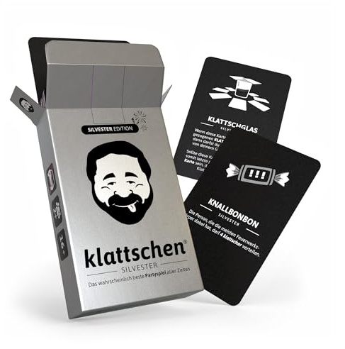DENKRIESEN klattschen Silvester Edition | Partyspiel ab 16 Jahren | Kartenspiel für 2+ Spieler, ideal für Silvester, Feiern und legendäre Trinkspielabende.