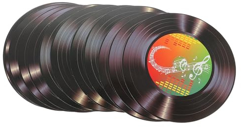 DECORNIJIA Adornos de Discos de Vinilo Retro de Cartón Reutilizables 15 Piezas para Fiesta y Adornos de Pared en Bares y Habitaciones