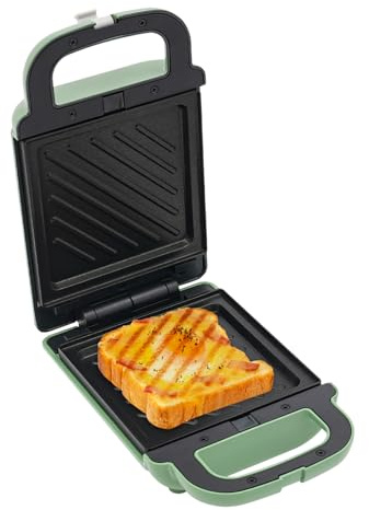 600W Electric Sandwich Maker, Versatile Small Toaster, Toastie Sandwich Maker with Removable Plates and Indicator Lights for Cooking Breakfast, Grilled Cheese, Snacks, Green