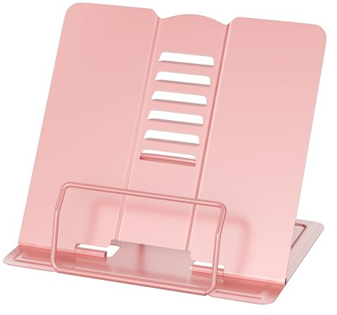 Newpop Rosa Buchständer Children, Buchhalter Leseständer, Kochbuchhalter, Bookstand, Bücherständer, Kochbuchständer, für Tische Podien, Buchaufsteller, Buchhalterung, Halterung Zum Lese, Metall