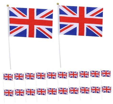 Mipcase 40pezzi Bandiera Britannica Del Regno Unito Su Bastone Portatile Piccola Bandiera Inglese Per Eventi Sportivi Feste e Celebrazioni Patriottiche