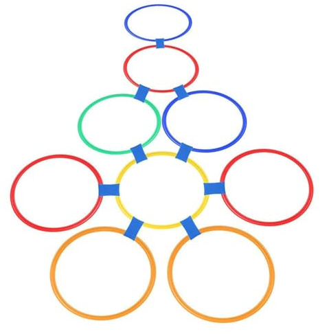 Anillos de rayuela, anillos de plástico multicolor, 10 Uds. De aros redondos con 10 conectores para habilidades motoras gruesas de niños pequeños, uso al aire libre-Cre divertido.