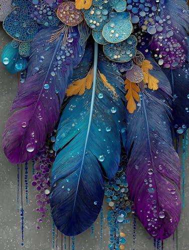 Blume Malen Nach Zahlen Erwachsene, Malen Nach Zahlen Kinder Feder, DIY Basteln Erwachsene Leinwand Set, Paint by Numbers Mit Pinseln und Acrylfarbe, Geschenke für Frauen, Herbst Deko, 30x40cm J-7175