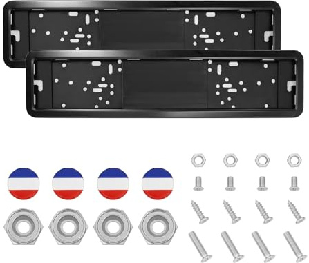 Rondrive Nummernschildhalterung Auto 2 Stück Schwarz Hochglanz Auto Nummernschildhalter Universal Kfz Kennzeichenhalter Edelstahl Vorne und Hinten Kennzeichenhalterung für Autos