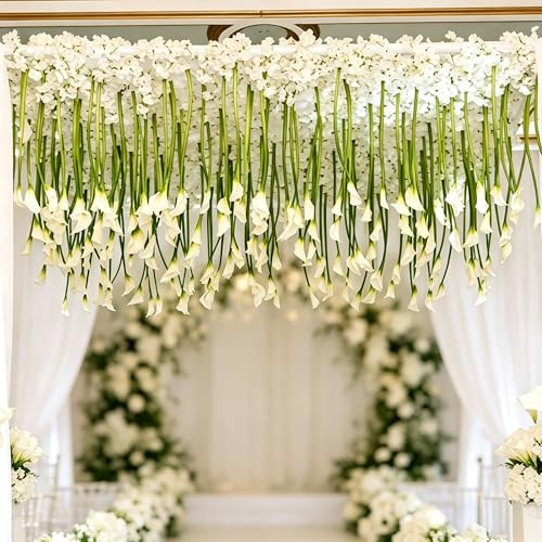 Giegxin 36 Pcs White Calla Lily Hanging Flowers 25.6 Artificial Garland