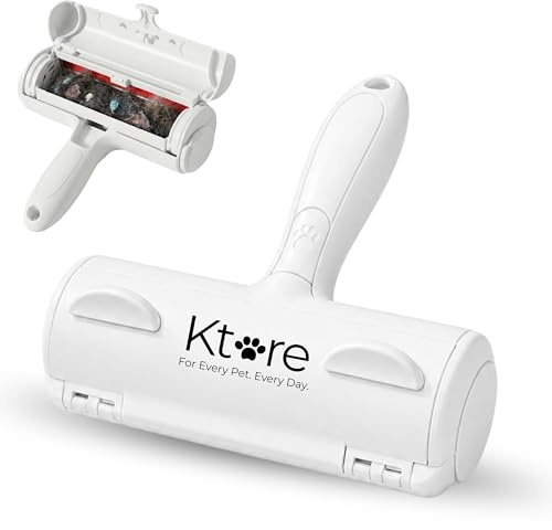 Ktore Pet Hair Remover Roller for Dogs & Cats – Reusable Lint Roller & Self-Cleaning Dog Cat Hair Removal for Furniture, Sofa, Carpet & Clothes – White