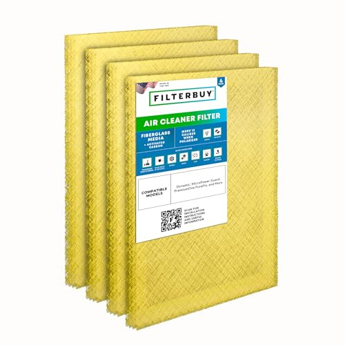 Filterbuy 20x22 Air Cleaner Filter Replacement Pads with Activated Carbon for Dynamic, Micropower Guard, PremierOne PureFlo P6100 MS-1625, and More (4-Pack)