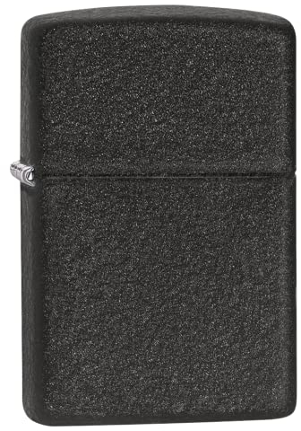 Zippo - Briquet Tempête Crépi Noir (Black Crackle), Modèle De Base, Rechargeable, Réutilisable, Résistant Au Vent, Coffret Cadeau, Fabriqué Aux États-Unis