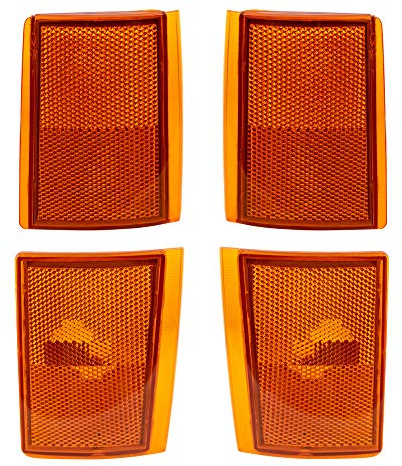 Brock Replacement Driver and Passenger 4 Pc Set Upper & Lower Signal Side Marker Reflector Lights Compatible with 1988-1993 C1500 C2500 K2500 K3500 Pickup Truck