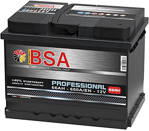 BSA Autobatterie 66Ah 12V 650A/EN ersetzt 60Ah 61Ah 62Ah 63Ah 64Ah 65Ah Extreme Startkraft