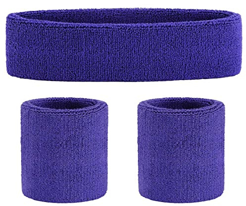 ONUPGO Svettband set sportpannband handled randiga svettband frotté sportträning basketarmband pannband fukttransport svettabsorberande pannband
