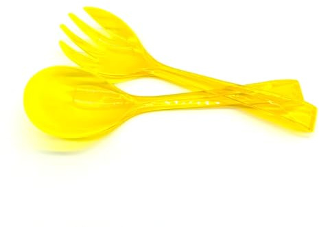 Kimmel Salatbesteck Servierlöffel Salatgabel Salatlöffel 2-teilig, Kunststoff, Gelb-transparent, 21-000-2711