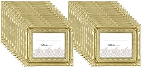 MCS Hochzeitsfoto Platzkartenhalter 69042, Glas, Glitzergoldfarben, 24-Pack, 24
