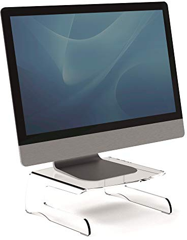 Fellowes Clarity Monitorständer, 6,5kg Tragkraft, einstellbare Höhe 11cm, FIRA zertifiziert, aus transparentem Acryl