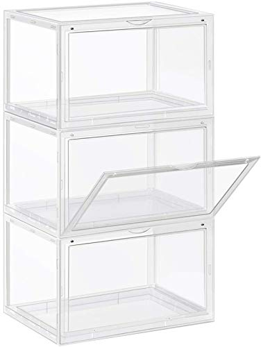 GYHH Schuhboxen,verdickter Transparenter Schubladenkoffer Kunststoff-Schuhkartons Stapelbarer Kasten Schuhorganisator Schuhkarton Caja Organizadora (Transparent,3 Pcs)