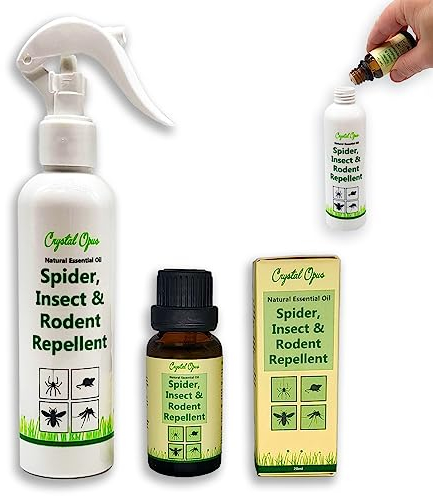 Makes 100 Bottles of Spider, Rodent & Bug Repellent Spray. Child & Pet Safe. Deters 100s of Pests. Ultra Effective Peppermint, Lavender & Citronella Blend. Economical & Humane. Tried & Trusted.