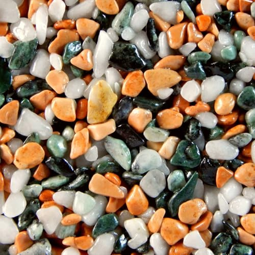 Terralith Steinteppich Marmor Komplett-Set für 1qm - Körnung: fein - 2-4mm mit Epoxidharz Bindemittel - für Innen in orange-weiß (mix bologne)