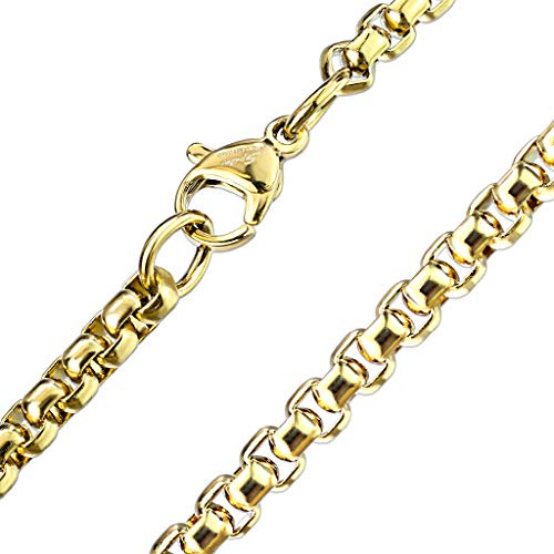 Paula & Fritz® Hals-Kette Damen Edelstahl Silber Gold Schwarz Rose viele Längen und Breiten Herren-Kette Hals-Schmuck Rund-Ankerkette Frauen Männer