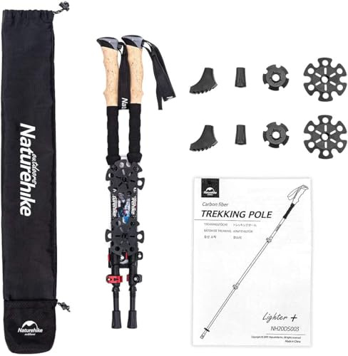 Naturehike Bâtons de Trekking Extensibles en Fibre de Carbone 3k Bâtons de Trekking Légers avec Poignée Eva Antidérapante et Verrouillage Réglable Alpinisme Camping Escalade Randonnée en Plein Air