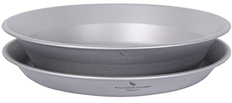 Boundless Voyage Titan Teller Schüssel Set mit Tragetasche Outdoor Camping Pan Dinner Set Mess-Set für Lebensmittel Obstsauce Ti1113T
