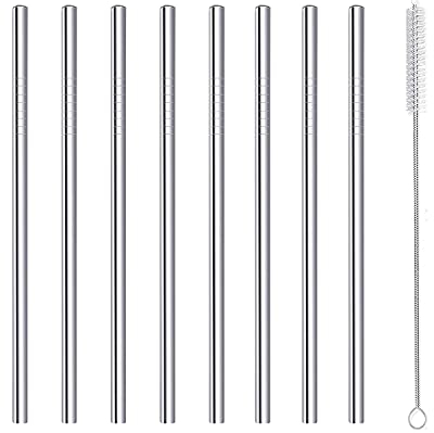 Cannucce corte in metallo riutilizzabile, in acciaio inox, per uso alimentare, con spazzola per pulizia, 160 mm di lunghezza 6 mm di larghezza per cocktail roccia gin succo di frutta 8 pezzi