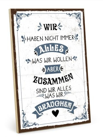 TypeStoff Holzschild mit Spruch – Familie – im Vintage-Look mit Zitat als Geschenk und Dekoration zum Thema Ehe und Liebe - HS-01076